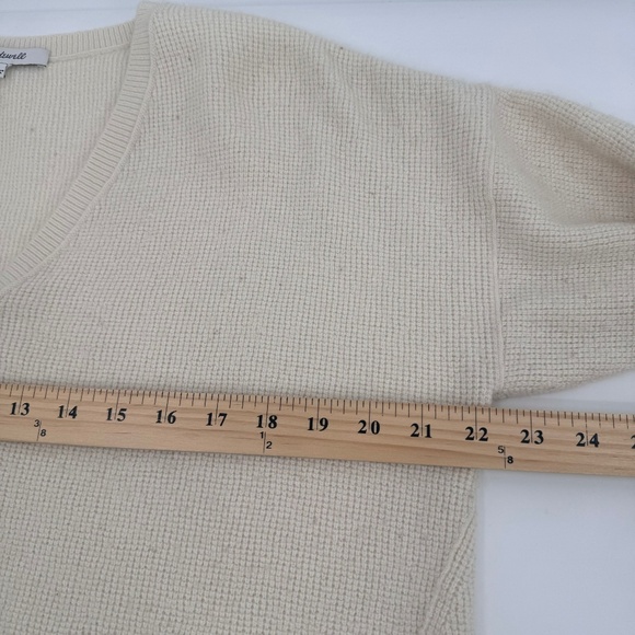 Madewell Sweater Women Large Cream V-Neck Wool Alpaca Slouchy Pullover Preppy - Picture 7 of 8